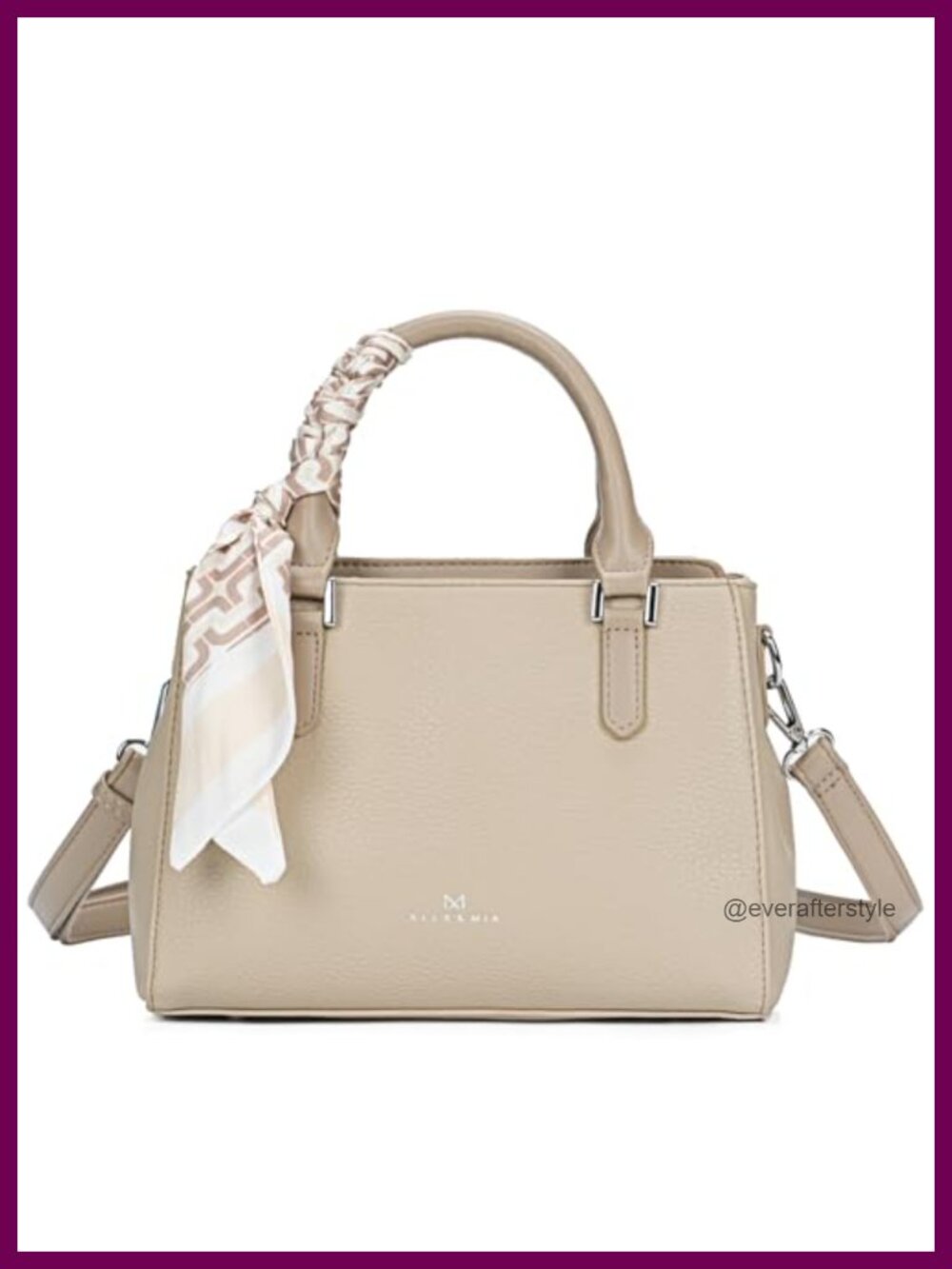 Small Top-Handle Satchel Handbag Vegan Leather Crossbody with Detachable Scarf